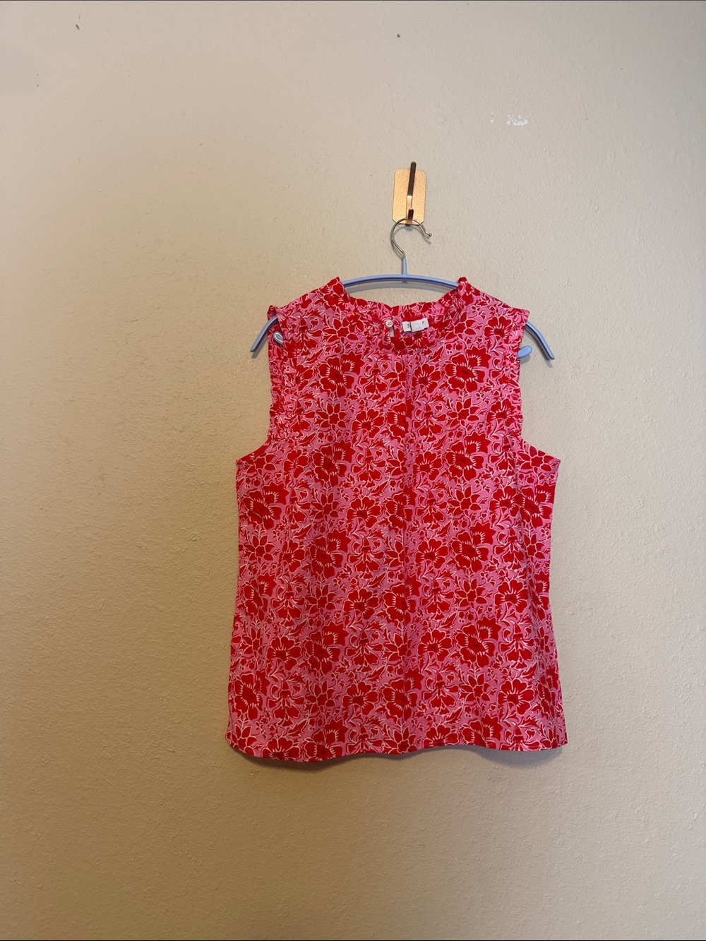 J Crew Linen Floral Ruffle Neck Printed Top Size Medium - Picture 3 of 8